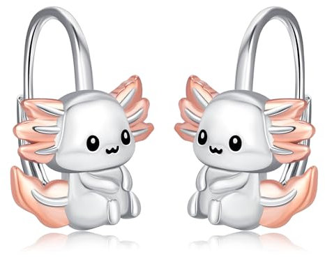 Axolotl Ohrringe 925 Sterling Silber Tier Ohrringe Leverback Hoop Axolotl Schmuck Geschenke für Damen