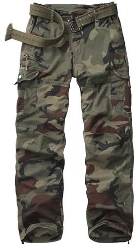 yeyity Cargohose Damen Hosen Multi Taschen Wanderhose Outdoorhose Baumwolle Arbeitshose Jogginghose Relaxed-Fit Trekkinghose Militär Hose Streetwear(Camouflage,2087,40)
