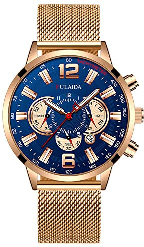 Silber Uhr Edelstahl-Kasten-Stahlband-Quarz-analoge Armbanduhr der Art- Weisesport-Männer Damen Sportuhr Holz (E, One Size)