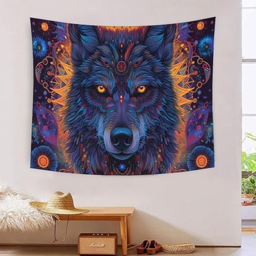 DCABEIOOE Wolf Wandteppiche Stranddecke Tapisserie Wandtuch 70cmx100cm