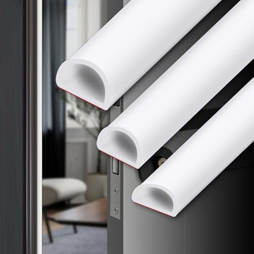 Lunghaa Joint de porte autocollant en silicone en forme de D pour portes et fenêtres de voiture et de maison (6,1 m, couvre les espaces de 4,8 cm)