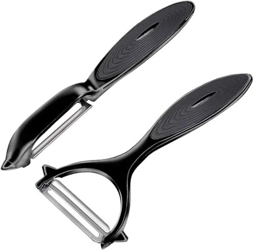 Vegetable, Potato Peelers for Kitchen Fruit Veggie Carrot Peeler Good Grips Swivel Peeler y Shape and I Shape Stainless Steel Potatoes Peeler with Ergonomic Non-Slip Handle & Sharp Blade (2 Pcs) BK