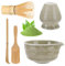 LUIIKEN Matcha-Set, Matcha-Rührer-Set, Matcha-Schüssel mit Ausgießer, Matcha-Rührer und Ständer, Matcha-Löffel, Teelöffel, 5-teiliges Set für Teeliebhaber