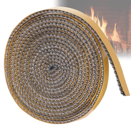 GeeRic Junta refractaria Chimenea,chimeneas de leña Chimenea Autoadhesivo Junta Cristal para Estufa de leña Puerta Tira de Sellado Resistente al Calor(15mm*2m)