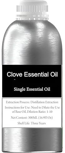 Olio essenziale di chiodi di garofano puro al 100% per aromaterapia, diffusori, cura della pelle e dei capelli, produzione di candele e saponi, olio di chiodi di garofano per mal di denti(500ml)