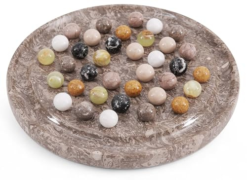 Radicaln Solitär Brettspiel aus Marmor, 25,4 cm, Oceanic – handgefertigtes Brett mit 42 Murmeln, klassisches Denkspiel & Moderne Wohndeko für Erwachsene