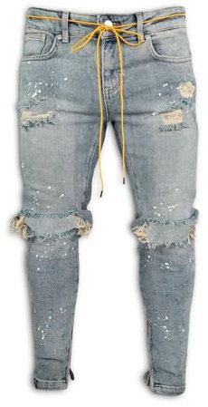 LXJYDN Jeans Hombres Jeans Rectos De Jeans Rasgados De Pintura De Moda-Azul-3Xl