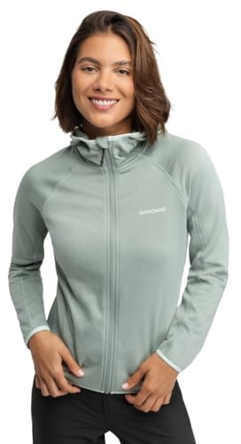 SIROKO - Giacca in Pile da Escursionismo con Cappuccio da Donna Ember Green - M - Verde