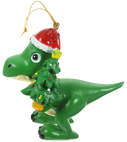 Homoyoyo Weihnachtlicher Dinosaurier Anhänger aus Resin Handgefertigt Langlebig Einzigartiger Weihnachtsbaumschmuck zum Aufhängen an Baum Tür oder Wand Niedliche DIY Partydeko