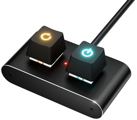 Plyisty PC-Netzschalter, Desktop-Computer-Netzschalter-Splitter mit EIN-/Aus-Reset-Schalter, HDD-LED, externer PC-Schalter mit 2 m Kabel