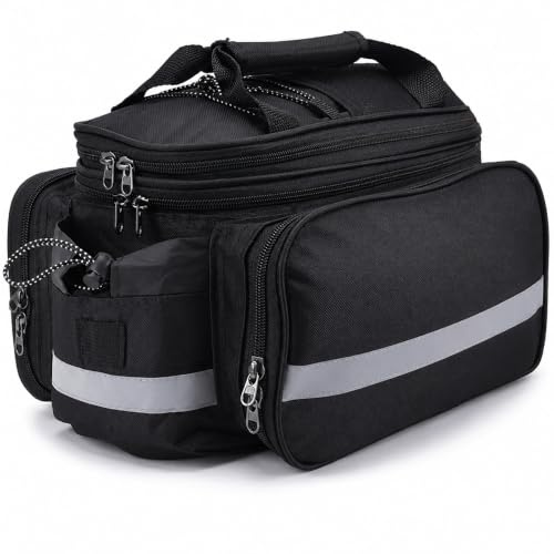 Kugooyi Fahrrad Gepäckträgertasche 10–27L Erweiterbar Fahrradtasche wasserdichte Hinterradtasche aus 600D Oxford mit Regenhülle & Schultergurt für E-Bike, MTB & Citybike (Schwarz)