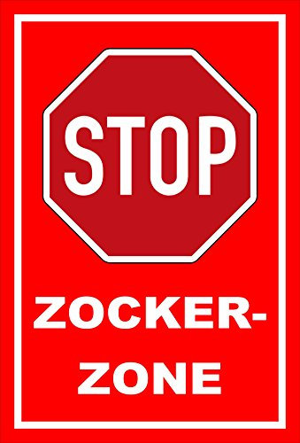Melis-Folienwerkstatt Schild - Stop - Halt - Zocker-Zone – 15x10cm | stabile 3mm Starke Aluminiumverbundplatte – S00357-018-D +++ in 20 Varianten erhältlich