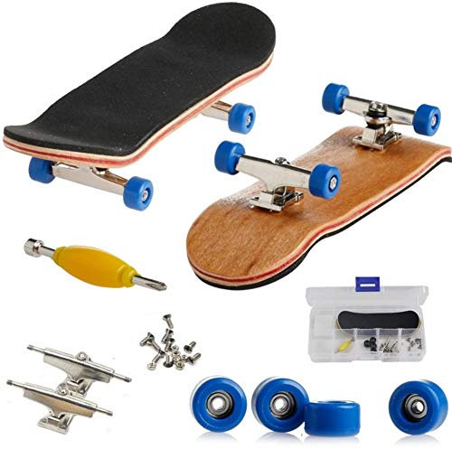 QINIFIFY Mini-Griffbrett, Professionelle Finger Skateboard Ahorn Holz DIY Montage Skateboarding Spielzeug Sport Spiele Kinder (Dunkelblau)