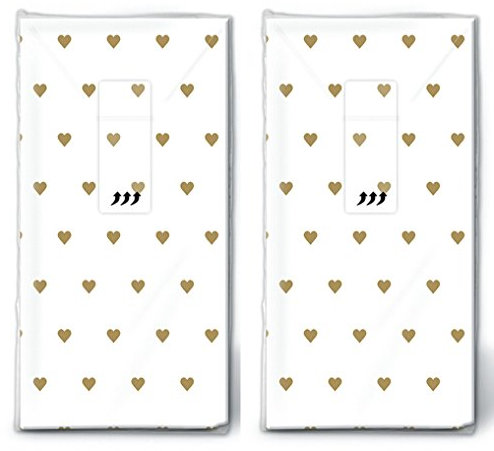 20 Taschentücher (2x 10) Kleine Herzen gold/Herzen/Hochzeit/Freudentränen