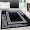 Teppium Moderner Kurzflor Teppich Läufer Flur 80 x 150 cm Schwarz - Flauschiger Teppich Waschbar, Mäander-Design, Pflegeleicht, Weich - Ideal lals Bettvorleger im Schlafzimmer und Küchenläufer