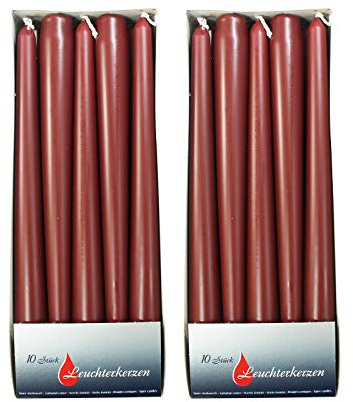 Ebersbacher Kerzen 2er Pack Spitzkerzen Burgund, ca. 22 x 240 mm (2 x 10 Stück)