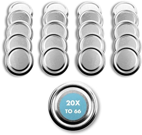 20 St. Ersatzdeckel Twist-off-Deckel 66 mm silber für Gläser zur Aufbewahrung und Bevorratung, Deckel für Einmachgläser, Marmeladengläser, Honiggläser, Gewürzgläser TO 66