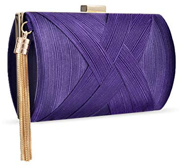 Zebrum Pochette de soirée de designer, sac à main de soirée, pochette de soirée pour portefeuille, porte-monnaie pour jeune femme - Violet - Élégant pompon violet,