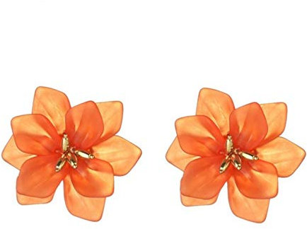 QIN Exquisite Blume Ohr Ring Frau Acryl Große Weiß Orange Grüne Blume Urlaub Ohrringe