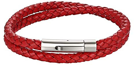 Flongo Lederarmband Partnerarmbänder Freundschaftsarmbänder Leder Armband Armreif Geflochten Kordelkette Schwarz Braun Weiß Kaffebraun Blau Rot