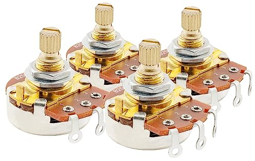 Musiclily Pro Metrisch B250K Potentiometer Split Messing Shaft 4er Set | Linear Poti, für E-Gitarre Bass