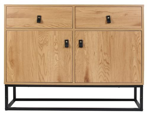 HOME DECO FACTORY Holz und Metall Abbott Möbel Bibliotheque Lagerung MDF Natur Schwarz 100 x 29 x 80 cm