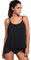 Syrads Tankini Femme Maillots de Bain avec Slip Tenue de Plage Ensembles Deux Pièces(Noir,Taille M)