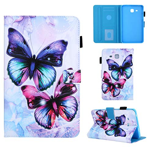 LMFULM® Hülle für Samsung Galaxy Tab A 7.0 SM-T280 / T285 (7,0 Zoll) PU Lederhülle Smart Case mit Ständer Schutzhülle Flip Cover Zwei Schmetterlinge