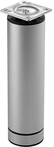 Gedotec Design Möbelfuß höhen-verstellbar Schrankfuß rund Möbel-Bein - JACO | Sofa-Fuß Höhe 150 mm | Sockelfuß mit Gewinde-Montageplatte | Möbel-Bein Metall Silber | 1 Stück - Kommoden-Fuß Ø 40 mm