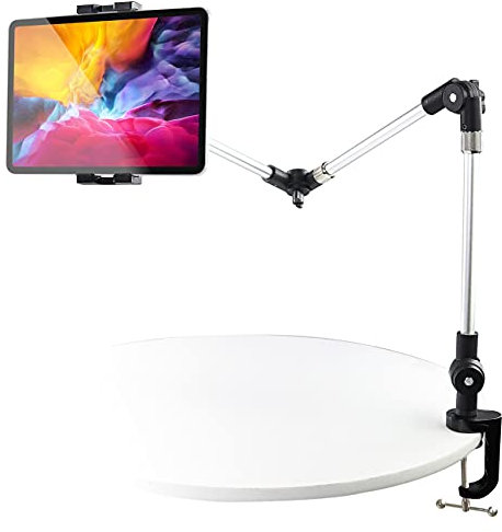 Woleyi Soporte de Tableta de Brazo Largo Metal, Ajustable para Cama, Escritorio, Cocina, Porta Aluminio Plegable para iPad Pro Air Mini, Galaxy, Switch, iPhone 4-12.9