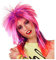 PAPSTAR NEU Perücke Damen 80er Punk meliert Kimberly, rosa-lila - mit Haarnetz
