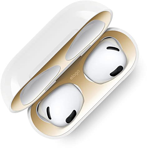 elago Staubschutz Kompatibel mit AirPods 3 Hülle, Staubdichter Metallic-Aufkleber, Ultraschlanke Folie, Luxuriös Aussehendes Beenden, Schutz vor Eisen und Metallspänen (1 Set) (Gold)