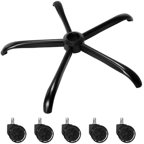 Frassie 28 Inch Office Chair Metal Base Replacement Heavy Duty 2500 Lbs Computer Desk Chair Stool Base Part with 5 Casters