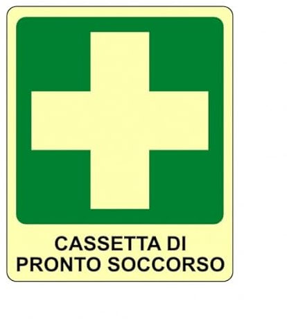 SEGNALETICA LUMINESCENTE - Cassetta di Pronto Soccorso - Adesivo Luminescente O Pannello Rigido Luminescente (PANNELLO RIGIDO 30X42 CM)