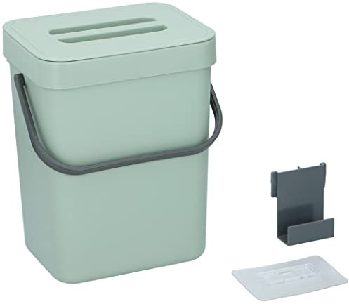 Muddy Hands Hanging or Wall Mounted Kitchen Bin Over Cabinet Cupboard Door Worktop Rubbish Waste Food Scraps Vegetable Peelings Dustbin (3 Litre, Green)
