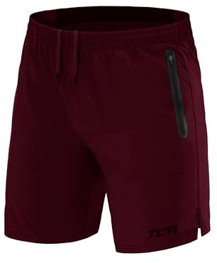 TCA Laufhose für Herren Kurz - Sporthose Herren Kurz - Kurze Sporthose mit Reißverschlusstaschen - Männer Sport Shorts - Gym Shorts - Sport Hose Männer - Running Shorts Men - Dunkelbraun, S