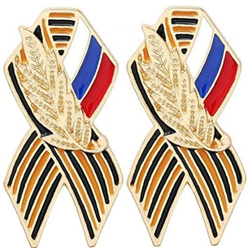 Russische Brosche Pin Ribbon Ohr Von Weizen Russische Flagge Revers Pin Abzeichen Saint George Victory Day Festliche Geschichte Erinnerungssymbol Zeichen Geschenke