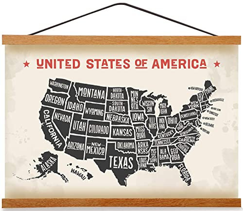 Magnetischer Posterrahmen Aufhänger, Natur Teak, 25x19 25x36 25x38 Posterhänger für Fotos, Bilder, Drucke, Karten, Schriftrollen und Leinwandkunstwerk