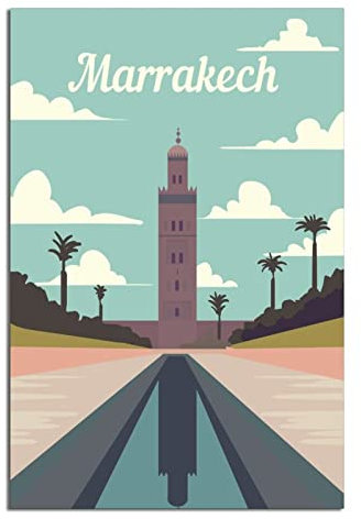 Marrakesch Marokko Skyline Vintage Reise Poster Leinwand Wand Home Room Decor Kunst Poster Malerei Bild Druck Geschenk Poster