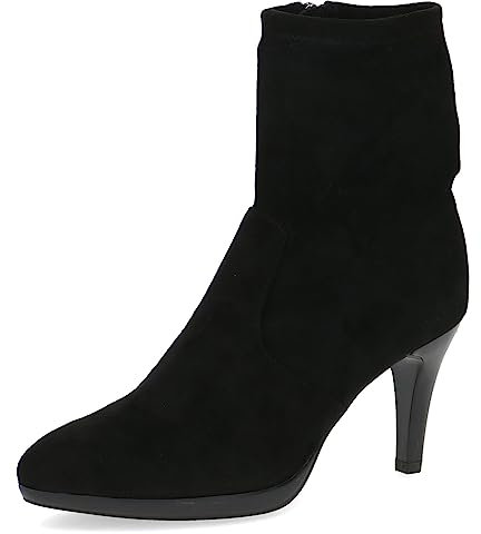 CAPRICE Damen Stiefeletten mit Absatz Memotion Elegant Trichterabsatz Weite G, Schwarz (Black Stretch), 38 EU