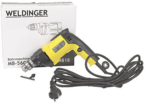 WELDINGER Eingang-Bohrmaschine MB560Z für Metallbauer 10 mm Zahnkranzfutter Rechts-/Linkslauf 460 W Leerlaufdrehzahl 0-1900 U/min 4 m Kabel 5 Jahre Garantie