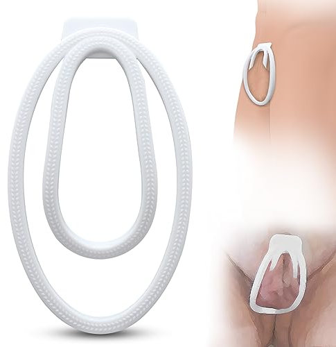 Peniskäfig Keuschheitskäfig Herren, Fufu Clip Nachahmung Weiblich Trainer Penisring Hodensack Cockring,Keuschheitsgürtel für Herren, Chastity Cage Male,SM Sex Spielzeug für die Männer (Weiß,L)