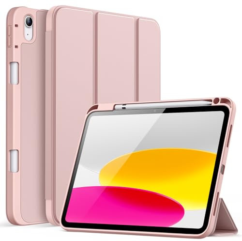 JETech Hülle für iPad (A16) 11./10. Generation (2025/2022) mit Stifthalter, Dünne Tablet Schutzhülle mit Weicher TPU Rückseite mit Auto Schlafen/Wachen (Roségold)