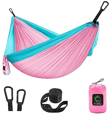 Grassman Amaca per bambini piccola per campeggio amaca portatile per bambini ragazze ragazzi zaino ultraleggero mini amache con cinghie rosa e blu