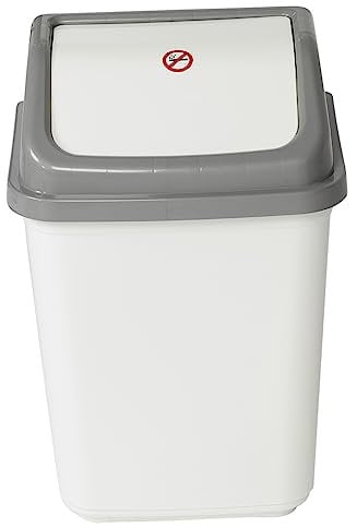 URBNLIVING 5L/20L/30L/50L Plastic Waste Management Recycling Bin Trash Can Dustbin with Swing Lid for Office, Kitchen and Bathroom (20L White/Grey)