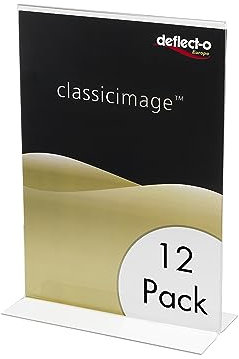 Deflecto Lot de 12 Supports de Panneau A4 Portrait - Porte-Visuel Droit - Présentoir et Support de Panneau A4 - Porte-Menu et Tableau d'Affichage
