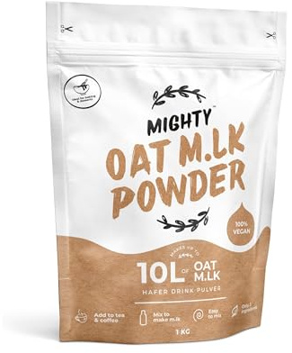 MIGHTY Oat Milk Powder, (1KG Bag, Makes 10L of Oat M.lk), Vegan Coffee Creamer, Dairy Free, Lactose Free, Ideal for Tea, Coffee, Cooking, Baking