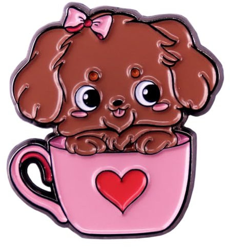 Cute Teacup Pet Dog Enamel Pin Cartoon Puppy Badge Animal Dog Lapel Pin Brooch Love Tea Cup Dog Pin Jewelry Backpack Clothes Hats Collar Decorate