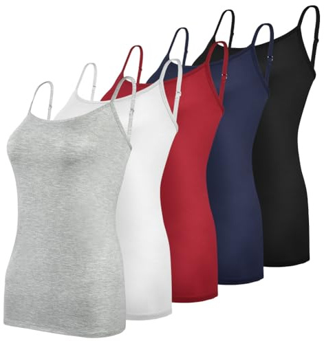 Aomig Camisetas Interiores Mujer, 5PCS Tirantes Finos, Básica L