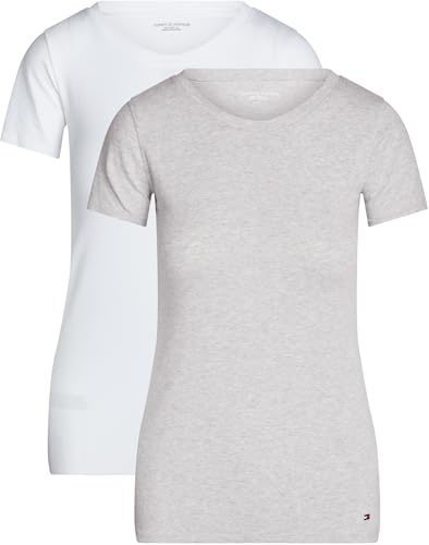 Tommy Hilfiger Damen 2er Pack T-Shirts Kurzarm Weiter Rundhalsausschnitt